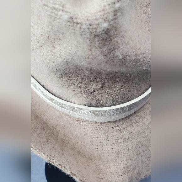 Vince Camuto Womens Fedora Hat Beige Wool Blend One size Snakeskin Band - Picture 7 of 12